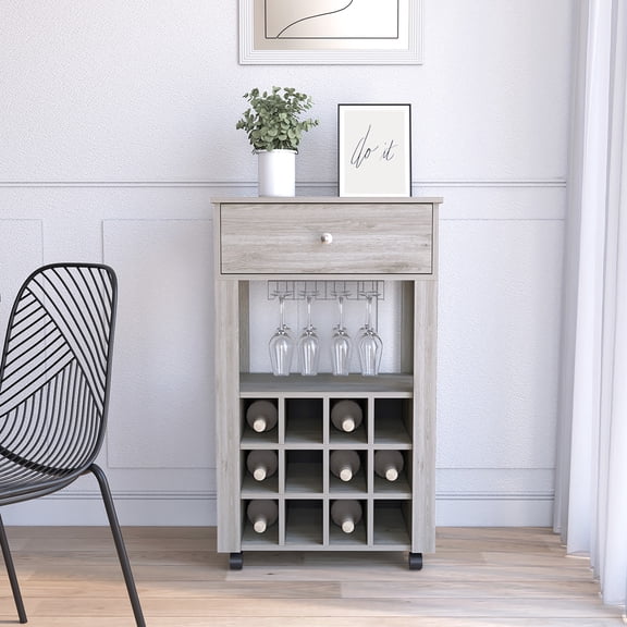 Gray - Compartments for Wine and Glass - Contemporary Space - Mobility Feature