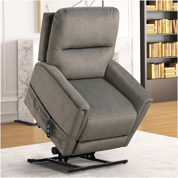 Gray Contemporary Lift Chair with Flare Arms, USB Charging Port & Wired Remote for Living Room
