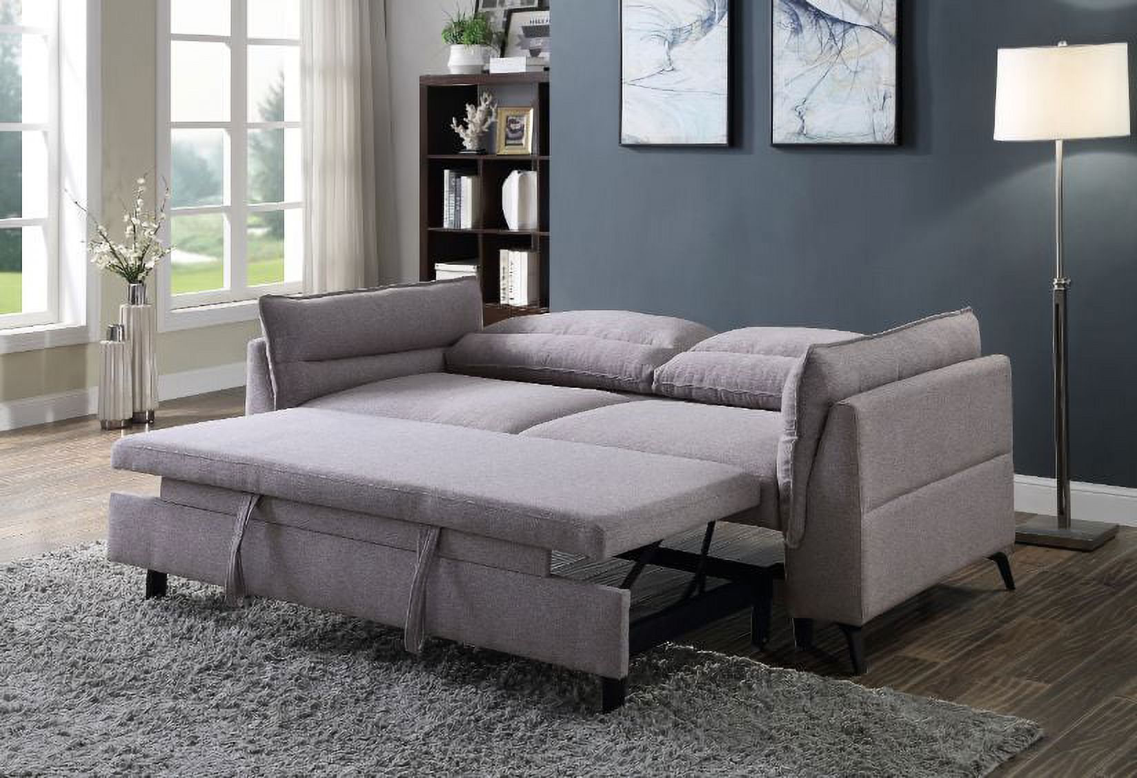 Gray Contemporary Living Room Furniture Pull-out Sleeper Sofa Built in USB Port - image 1 of 3