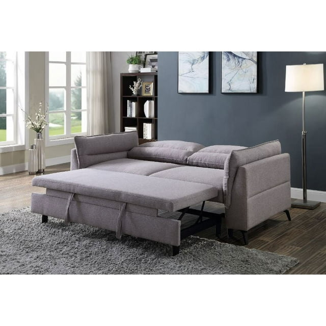 Gray Contemporary Living Room Furniture Pull-out Sleeper Sofa Built in USB Port