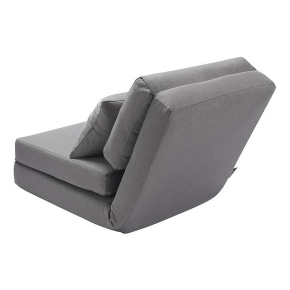 Gray Convertible Flip Chair, 5-Position Adjustable Folding Sofa Bed with Pillow & Metal Frame