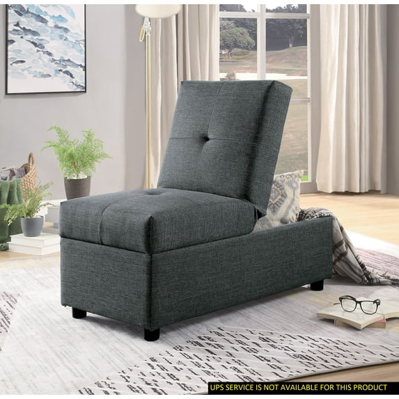 Gray Convertible Storage Ottoman Bench to Chair | Tufted Fabric Upholstery | Solid Wood Frame | Modern Living Room Furniture | 40.5" Wide