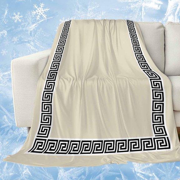 Gray Cooling Blanket,Lightweight Breathable Summer Throw Blanket with Double Sided Cold Effect,Modern Key Greek Design Geometric Abstract Art Picnic Blankets Bed Sheet for Hot Sleepers 40"x60"