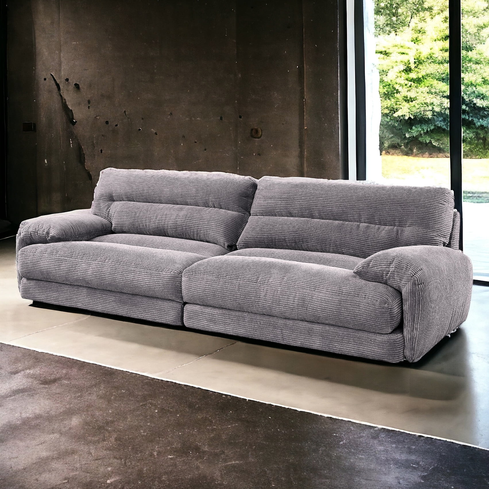 Gray Corduroy 2-Person Couch / Relaxed Sitting Position Design ...