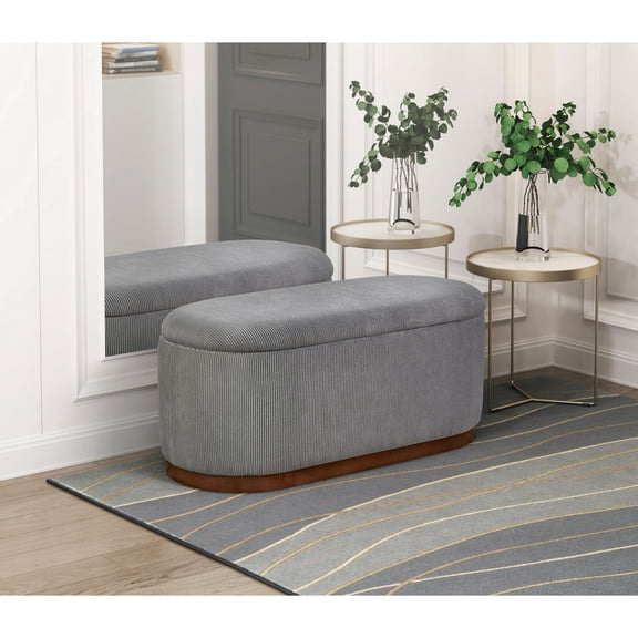 Gray Corduroy Bench with Storage | No Assembly Hassle | In Entry Areas, Stress - Free