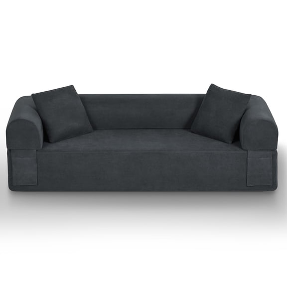 Gray Corduroy Cloud Couch Loveseat, No Assembly 2-Seater, Compact Sofa for Small Spaces