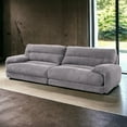 thumbnail image 1 of Modern Gray Corduroy Three-Seater Sofa 220cm with Solid Wood Frame, 1 of 12