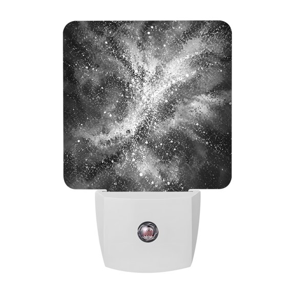 Gray Cosmic Night Lights, Black White Swirling Star Dust Glowing Cosmic Clouds Smart Auto Dusk to Dawn Sensor Nightlights Plug-in Nightlight for Bedroom Bathroom Living Room Kitchen Hallway