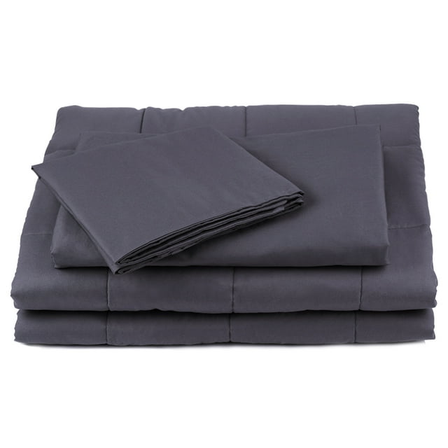 Gray Cotton Duvet Cover for 60x80 Weighted Blanket with 2 Pillowcases