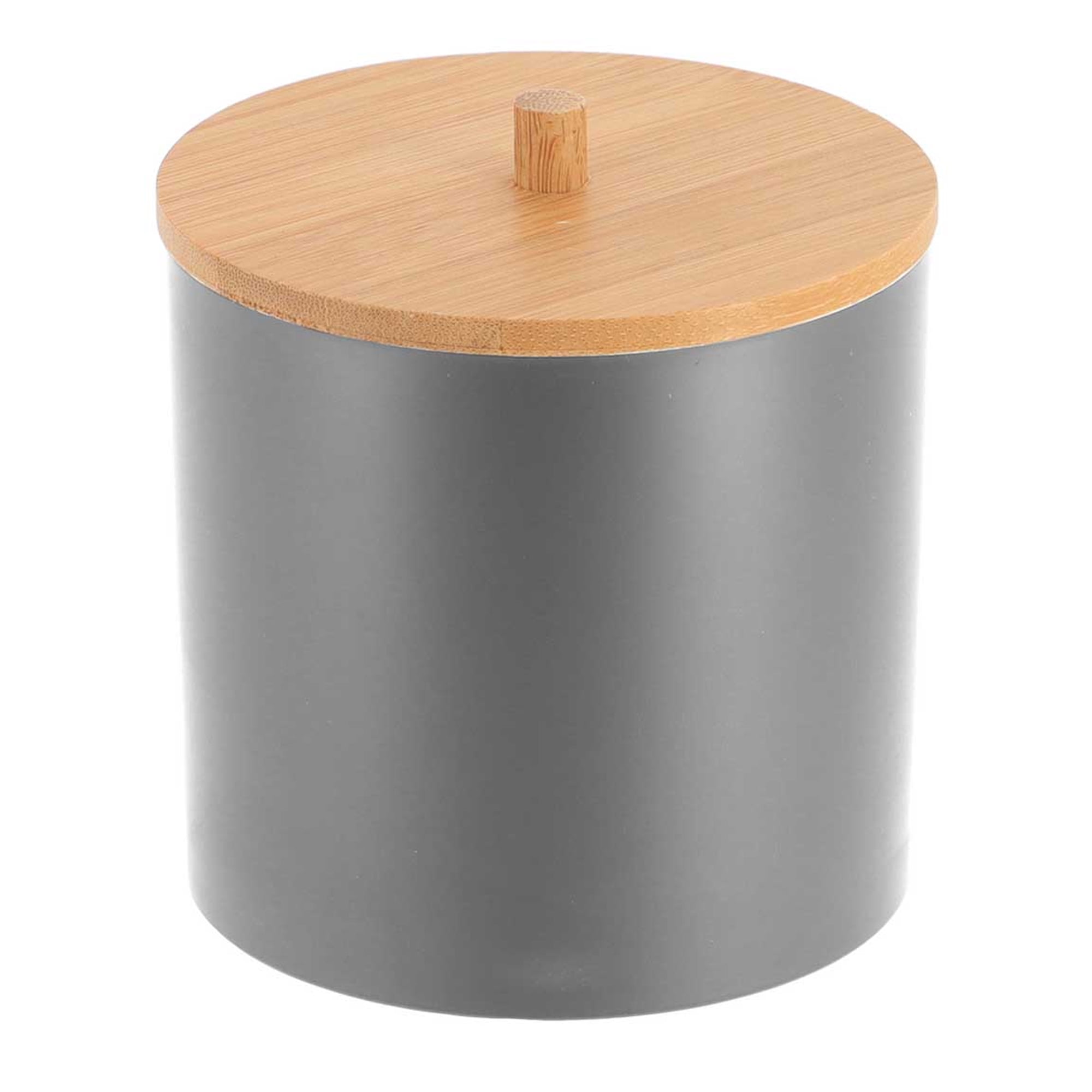 Gray Cotton Pad and QTip Holder Padang with Bamboo Top Organize in