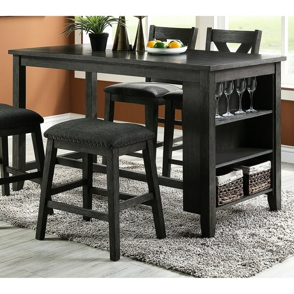 Gray Counter Height Furniture For Kitchen & Dining, Solid Wood With Storage Modern Dining Table, Extra Room