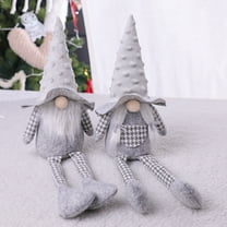Gray Couple Christmas Swedish Gnomes - 2Packs Handmade Swedish Tomte Santa Figurine Plush Elf, Long Leg Gnomes Plush Elf Xmas Thanksgiving Decor