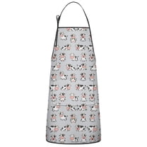 Gray Cow Expression Pattern Apron-Garden Aprons for Women with Pockets-Cotton Linen Waterproof Kitchen Cooking Gardening Aprons Adjustable for Kitchen,Cooking,BBQ and Salon 33x27 Inch