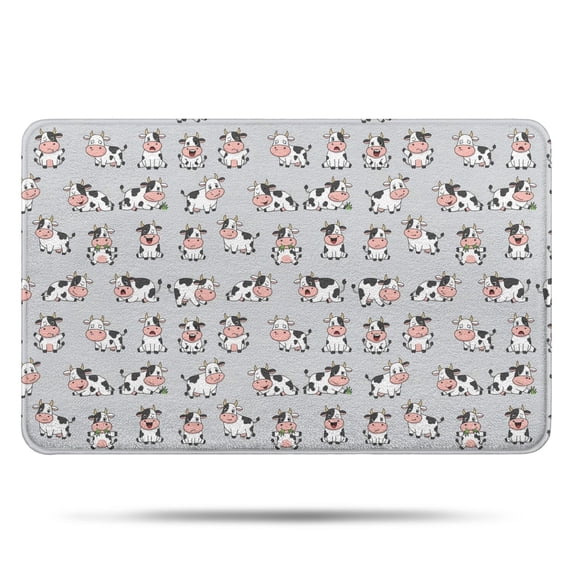 Gray Cow Expression Pattern Bathroom Rugs Mat,Non Slip Microfiber Bathroom Rug,Rubber Backing,Soft Bathroom Mats for Bathroom Floor,Tub and Shower,17x27in(43x68cm)