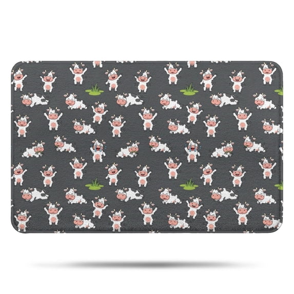 Gray Cow Grass Pattern Bathroom Rugs Mat,Non Slip Microfiber Bathroom Rug,Rubber Backing,Soft Bathroom Mats for Bathroom Floor,Tub and Shower,17x27in(43x68cm)