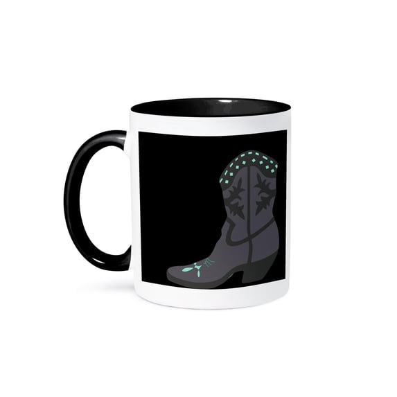3dRose, Gray Cowboy Boot, 11oz Two-Tone Black Mug