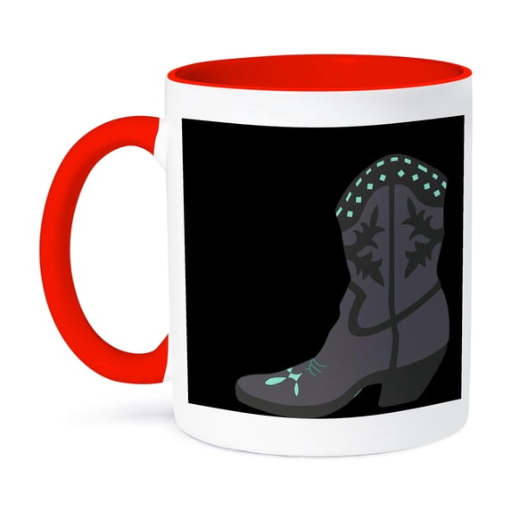 3dRose, Gray Cowboy Boot, 11oz Two-Tone Red Mug