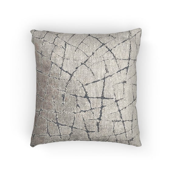 Gray Cracked Stone Mosaic Decorative Woven Pillow, Cotton-Polyester Shell, Geometric Home Accent