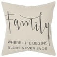 thumbnail image 1 of Gray Cream Canvas Family Love Throw Pillow, 1 of 7