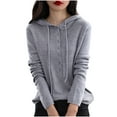 thumbnail image 1 of Gray Crochet with Hood Knit Plain Casual Hoods for Ladies Winter Fall Long Sleeve Hoodies Outfits Womens 2025 Soft Comfy Clothing Trendy Y2K L, 1 of 3