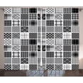 thumbnail image 1 of Ambesonne Grey Curtains 2 Panel Set, Plaid Patchwork Retro, 108" x 84", White Black Grey, 1 of 3