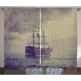 thumbnail image 1 of Ambesonne Nautical Curtains 2 Panel Set, Old Pirate Ship in Sea, 108" x 84", Plum Tan, 1 of 3