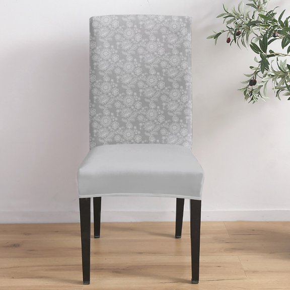 Gray Daisies Dining Chair Covers Set of 1, Leaf Vines Petal Buds Blooms Rustic Farmhouse Chair Covers for Dining Room Removable Seat Protectors Slipcovers for Home Party Wedding Banquet