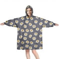 thumbnail image 1 of Gray Daisy Flower Pattern Wearable Oversized Blanket,Wearable Blanket Hoodie for Adults,Cozy Hooded Blankets with Super Pockets,Super Warm Fuzzy Pullover for Women & Men, 1 of 6