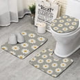 thumbnail image 1 of Gray Daisy Flower White Blooms Pattern Bathroom Rugs Sets 3 Piece,Toilet Cover Set,Absorbent Non Slip Bathroom Mats Sets with U-Shaped Contour Rug Toilet Rug Set, 1 of 5
