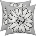 thumbnail image 1 of Gray Daisy Pillow Covers 16x16 Set of 2, White and Gray Outdoor Throw Pillow Covers Spring Summer Floral Pillowcase Accent Home Decorations Cushion Case for Living Room Bedroom, 1 of 6