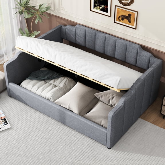 Gray Daybed | Underbed Storage for Linens and Clothes | Small Space Homes