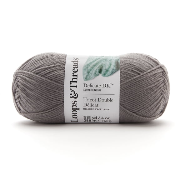 Loops & Threads Gray Delicate DK Yarn - Light Weight Yarn for Knitting, Crochet, Weaving, Arts & Crafts, 15 Pack
