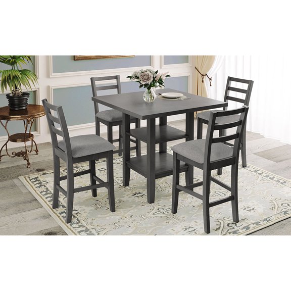 Compact Design, 4 Matching Chairs - Functional Dining Set for Small Home Bistros