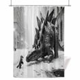 thumbnail image 1 of Gray Dinosaur Fox Shower Curtain, Abstract Animal Vintage City Snowfield Waterproof Shower Curtain Set with 12 Hooks Lightweight Bath Curtains Fabric Bathroom Decor 48x72 Inches, 1 of 9