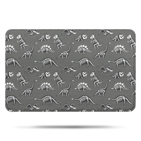 Gray Dinosaur Skeletons Fossils Pattern Bathroom Rugs Mat,Non Slip Microfiber Bathroom Rug,Rubber Backing,Soft Bathroom Mats for Bathroom Floor,Tub and Shower,17x27in(43x68cm)