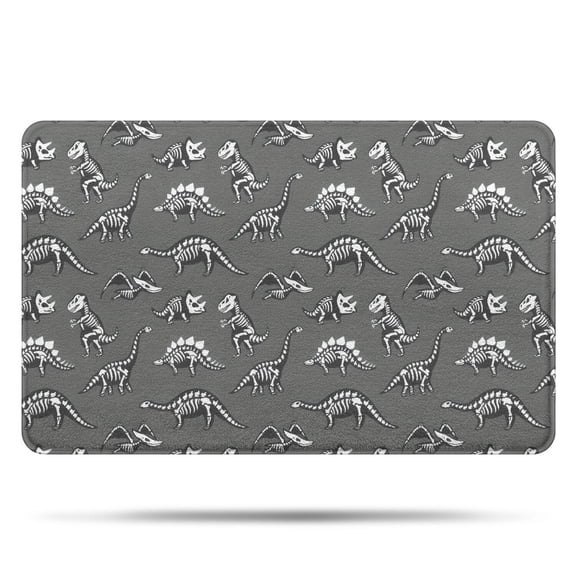 Gray Dinosaur Skeletons Fossils Pattern Bathroom Rugs Mat,Non Slip Microfiber Bathroom Rug,Rubber Backing,Soft Bathroom Mats for Bathroom Floor,Tub and Shower,20x32in(50x80cm)