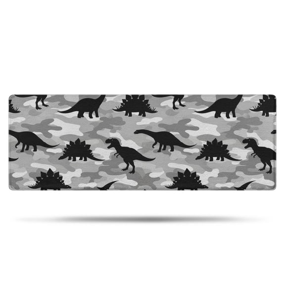 Gray Dinosaurs Camouflage Pattern Bathroom Rugs Mat,Non Slip Microfiber Bathroom Rug,Rubber Backing,Soft Bathroom Mats for Bathroom Floor,Tub and Shower,47x17in(120x43cm)