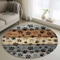 thumbnail image 1 of Gray Dog Paws 4ft Round Rug, Farmhouse Vintage Modern Grey Brown Wood Non-Skid Rubber Backing Large Area Rugs - Living Room Bedroom Home Office, Indoor Floor Mat Carpets Washable Rug, 1 of 9