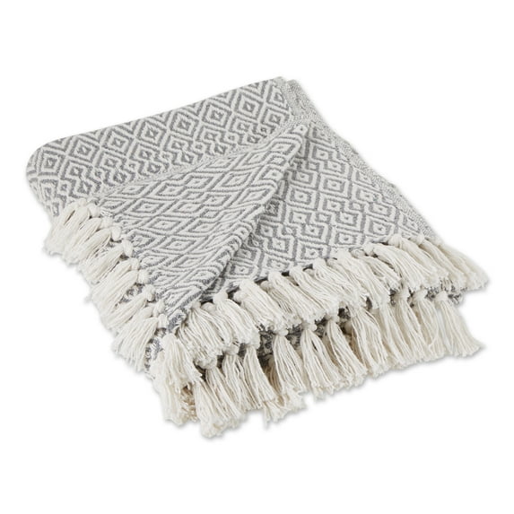 Gray Double Diamond Cotton Throw 50x60