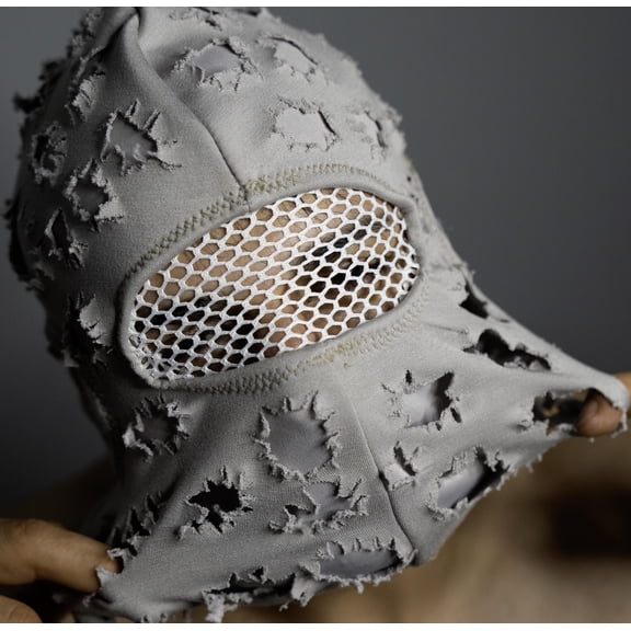 Gray Double Layered Ripped Mask & Balaclava Stylish and Functional Design