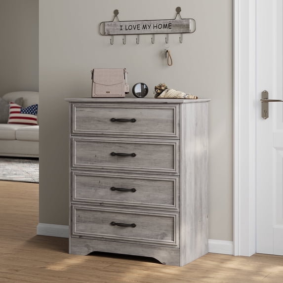 Gray Dresser for Bedroom, Chests of Drawers, 4 Drawer Dresser for Closet, Living Room,Entranway