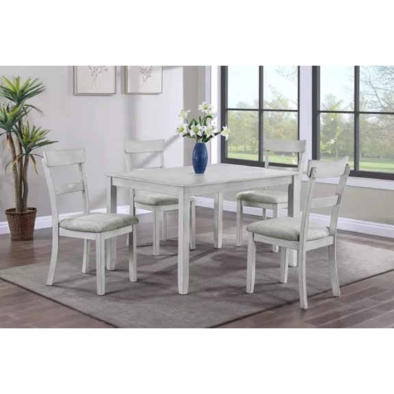 Gray Driftwood Finish Rustic Dining Room Set Table Chair Bench 5pc Dinette Wooden Furniture