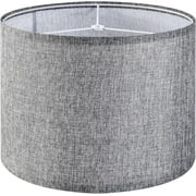 Gray Drum Lamp Shades Medium 13" Top x 13" Bottom x 10" High (Spider) Traditional Lampshades for Table Lamp & Bedside Lamp - Assembly Required - Modern Lamp Shade By GO&SO