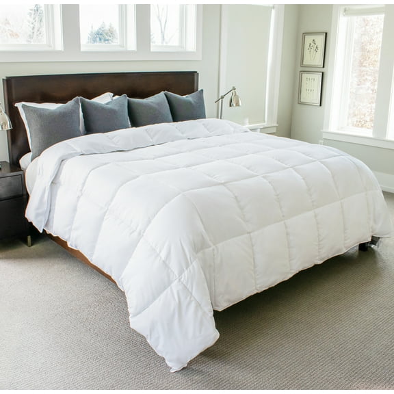 Gray Eagle Oversized King Comforter, White, Includes Free Duvet Cover Set, All Season Down Alternative Comforter King, Extra Large King Comforter, Fits California King 120 x 98 inches