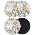 thumbnail image 1 of Gray Easter Bunny Coasters Set of 4, Absorbent Coasters for Drinks, Spring Easter Eggs Floral Wooden Coaster for Desk Coffee Table Protection, Home Decor House Warming Gifts 4", 1 of 8