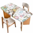 thumbnail image 1 of Gray Easter Bunny Table Cloths for 4 Foot Rectangle Tables, Spring Easter Eggs Floral Wooden Patio Waterproof Elastic Fitted Tablecloths, Washable Rectangular Table Cover for Camping, 1 of 8