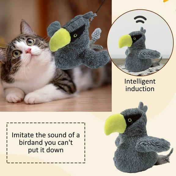 Gray Electric Duck Toy for Cats, Intelligent with Sounds, Patting Design for Play, Perfect for Christmas Gifts and Parties-1