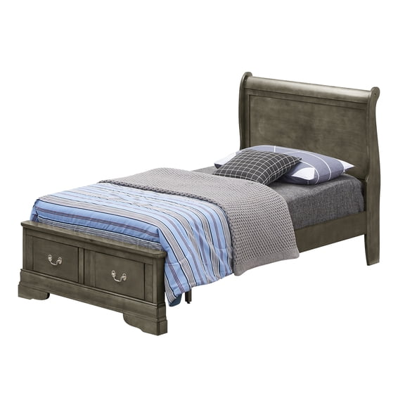 Gray Elegant King Storage Bed With Concealed Capacity - 33"h X 79"w 89"d For Organized Bedroom Chic Hidden Facility Quick Arrangement