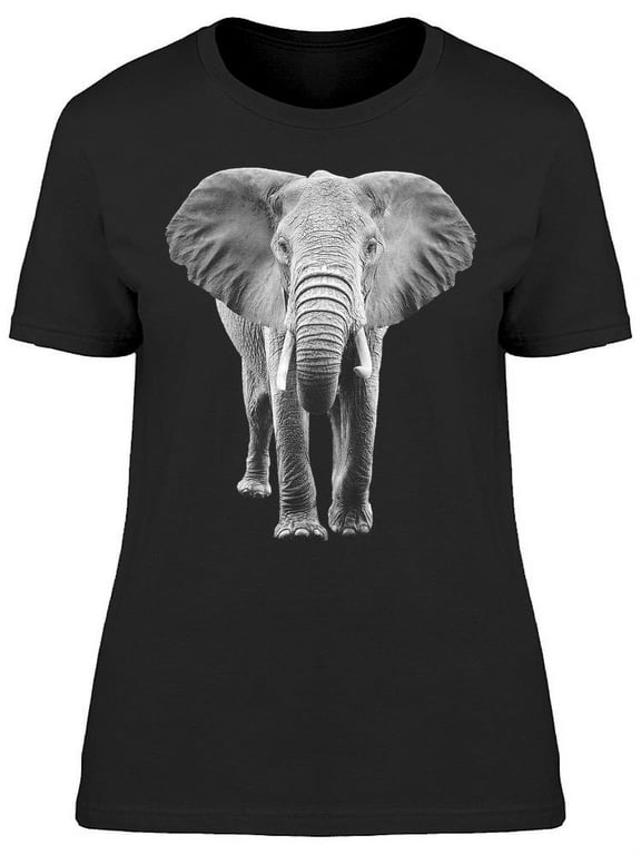 Gray Elephant Front Portrait T-Shirt Women -Image by Shutterstock, Female XX-Large