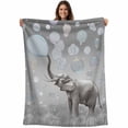 thumbnail image 1 of Gray Elephants Blanket Soft Cozy Warm Throw Blanket for Couch, Plush Fuzzy Flannel Fleece Blankets for Sofa, Modern Vintage Elephants Blowing Bubbles Bed Blankets Lightweight Gifts for Women, 40"x50", 1 of 9